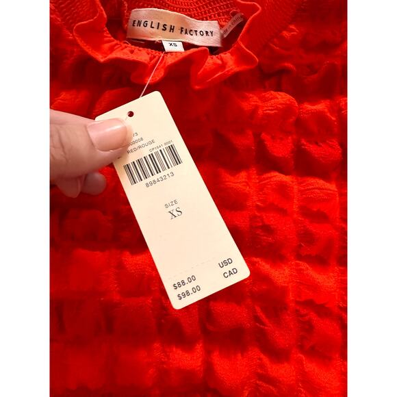 NWT Anthropologie English Factory Short-Sleeve Mock-Neck Textured Top Size XS - Picture 7 of 8